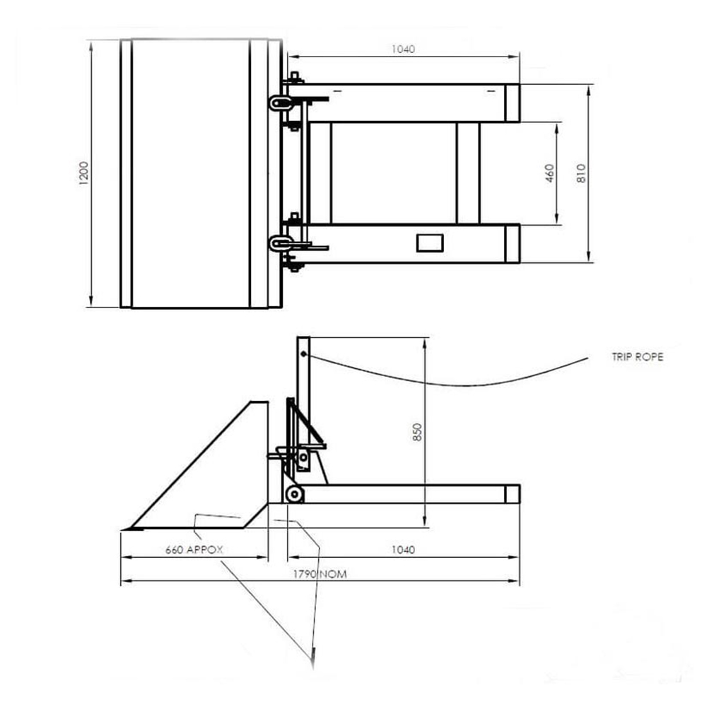 Xô đổ phễu xe nâng details